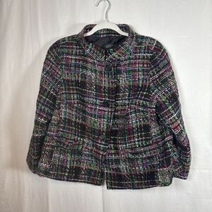 Women’s Multicolored Wool Blend Blazer Size 14 Petite Preowned